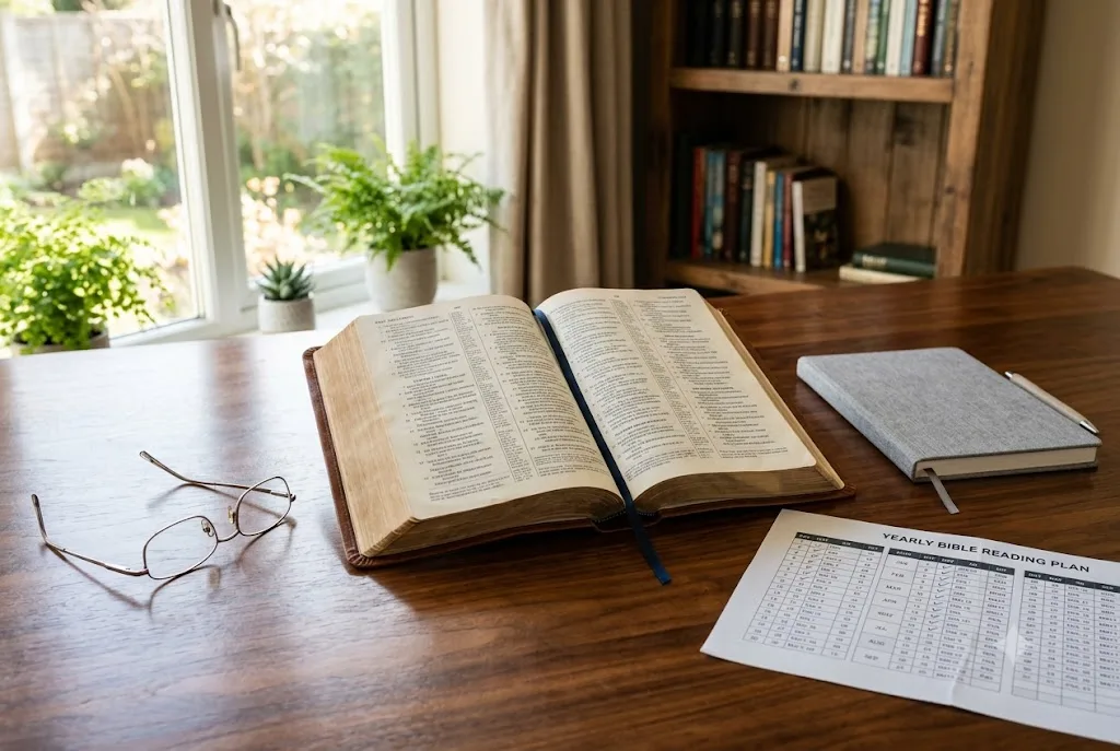 Open Bible illustrating the number of books in the Bible during personal study