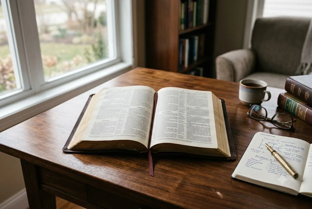 Open Old and New Testament Bible prepared for personal Bible study
