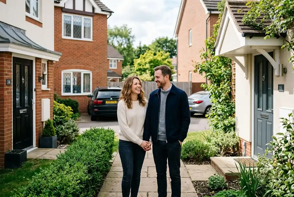 Happy couple demonstrating living apart together by maintaining separate homes while staying committed