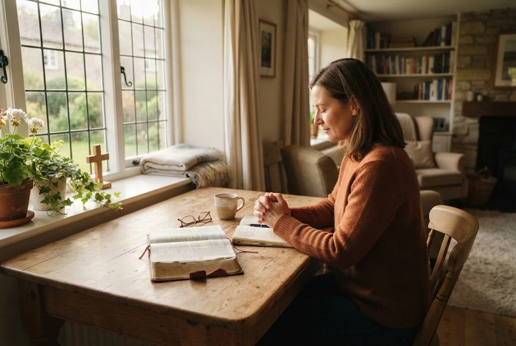 Presence of God in the Bible represented through prayer and Bible study