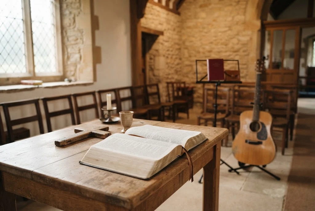 Worship verses in an open Bible for praising God