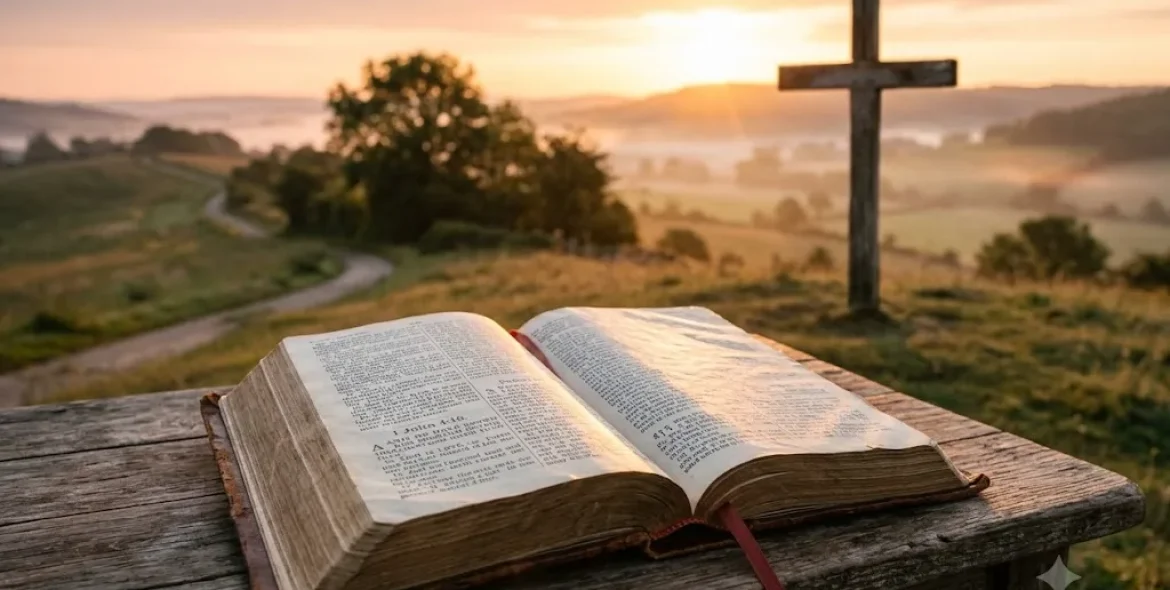 God is love illustrated with an open Bible and sunrise symbolising God's eternal love