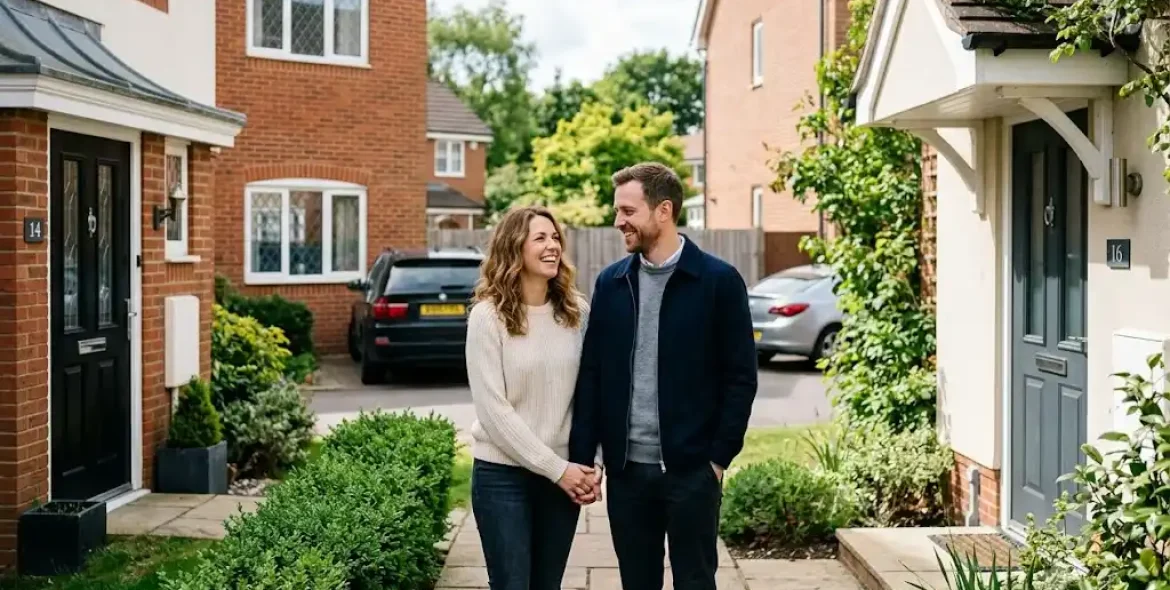 Happy couple demonstrating living apart together by maintaining separate homes while staying committed