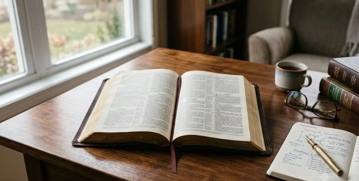 Open Old and New Testament Bible prepared for personal Bible study