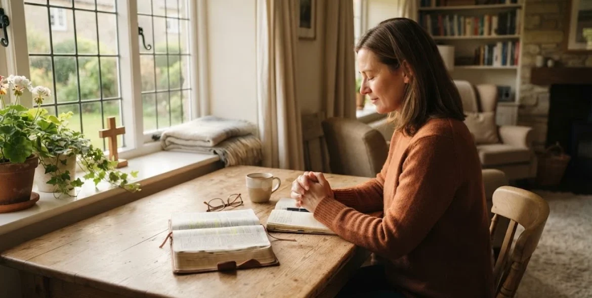 Presence of God in the Bible represented through prayer and Bible study