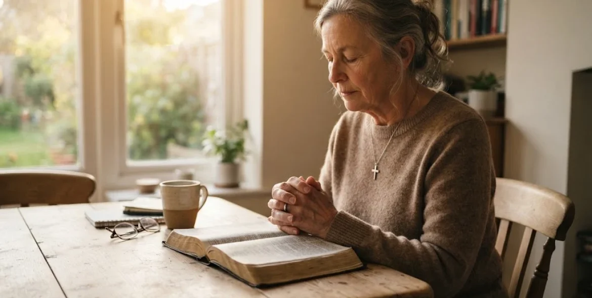 Seek first the kingdom of god bible study with an open Bible and prayer