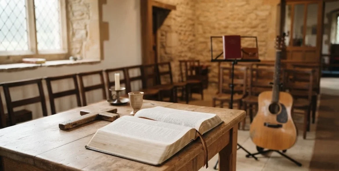 Worship verses in an open Bible for praising God